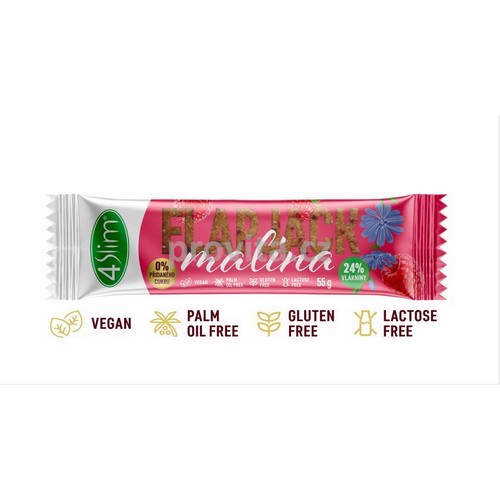 4Slim Ovsený čakankový Flapjack malina 55g