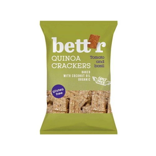 Bett’r Quinoa krekry paradajka a bazalka BIO 100g Bett’r Quinoa krekry paradajka a bazalka BIO 100g